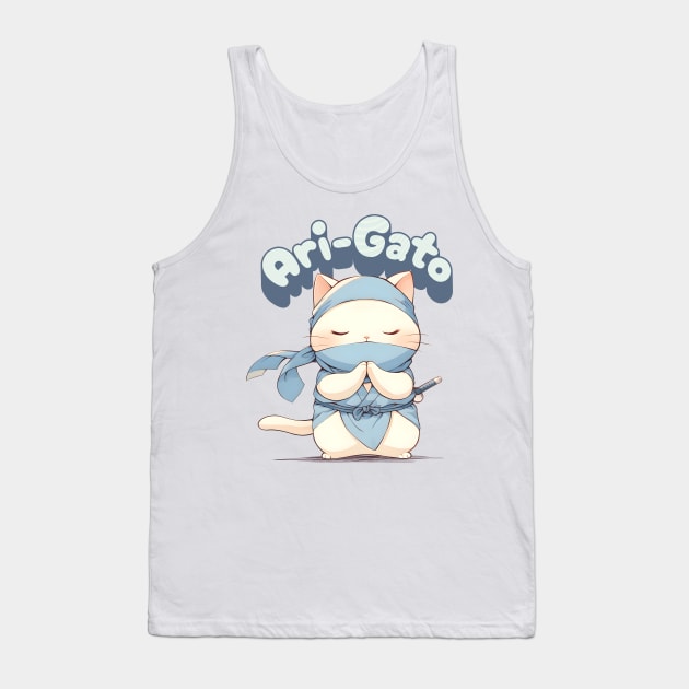 Ari-Gato kawaii white ninja thank you cat Tank Top by snipcute